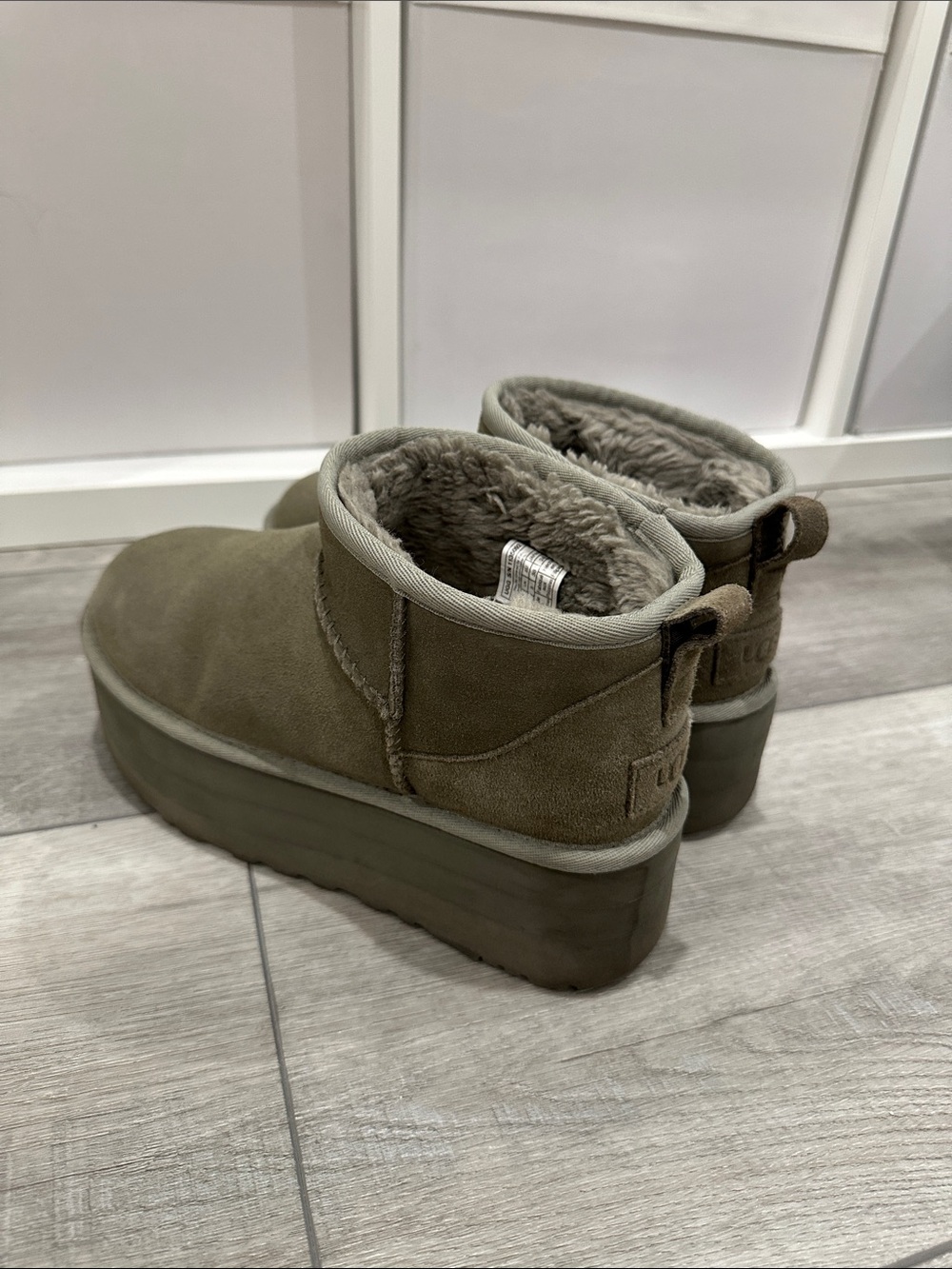 UGG Olive Suede Platform Ankle Slippers - Picture 5 of 8